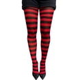 thumbnail image 2 of Red Striped Tights for Women Available In Plus Size, 2 of 5