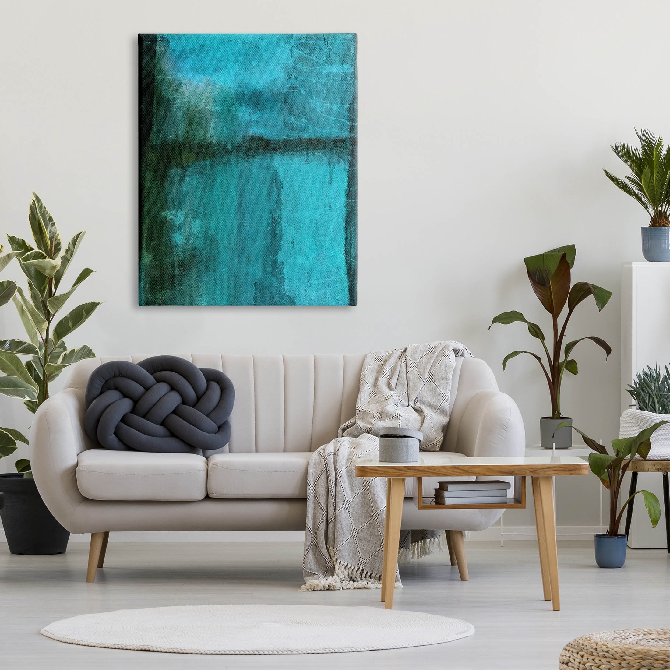 Abstract Blue Lake Landscape Abstract Graphic Art Gallery Wrapped Canvas Print Wall Art