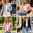 thumbnail image 3 of Women's Solid Color Button Up Long Sleeved Cardigan Sweater Jacket, Loose Fit Open Front Knit Outerwear for Casual Office Wear | CSEONE,Blue 2XL, 3 of 8