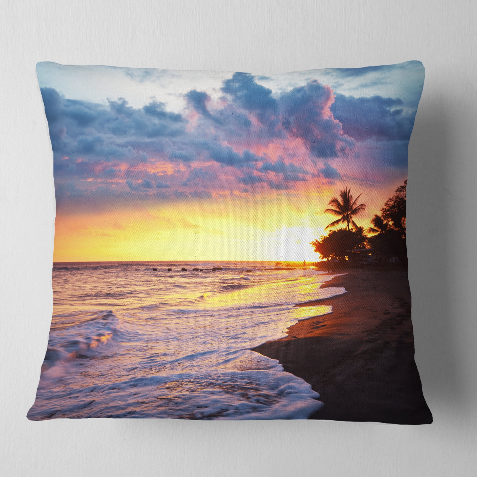 Designart 18" x 18" Yellow Polyester Throw Pillow