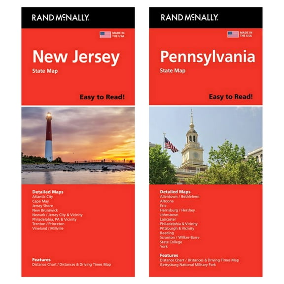 Rand McNally State Maps: New Jersey and Pennsylvania (2 Maps)