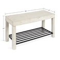 thumbnail image 4 of Kate and Laurel Jeran Rustic Farmhouse Bench with Iron Shoe Shelf, 36" x 14" x 20", White, Chic Entry Bench for Decor or Storage, 4 of 5