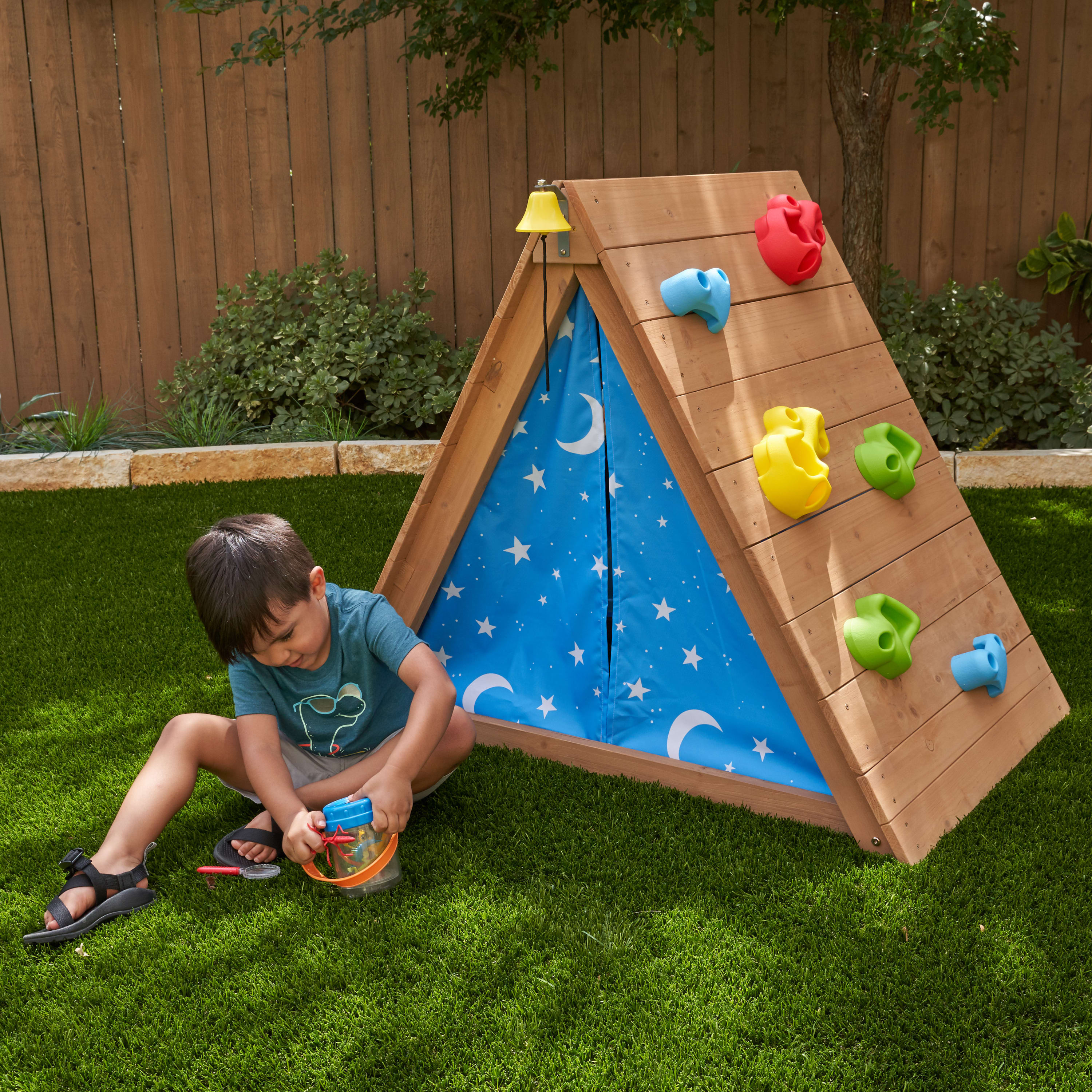 KidKraft A-Frame Wooden Hideaway  & Climber Toddler Climbing Toy - image 4 of 11