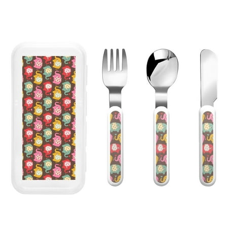 

Salouo Cute Elephants Pattern 3 Pieces Toddler Utensils Kids Silverware Set Stainless Steel Utensils for Kids Children Safe Spoons Forks & Knife Dishwasher Safe