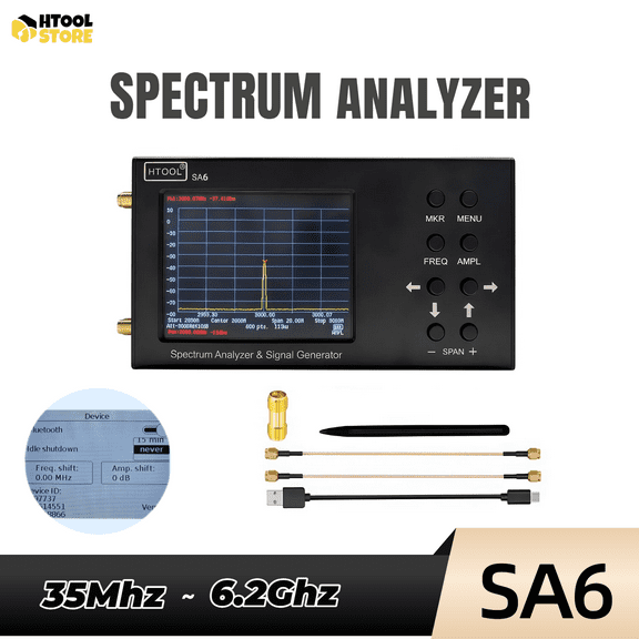 HTOOL SA8/6 Portable Spectrum Analyzer 35-6200MHz with Tracking Generator, for RF Signal Analysis and Educational Use​