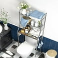 thumbnail image 3 of Over The Toilet Storage, 2-Tier Over Toilet Organizer Rack, Freestanding Above Toilet Shelf for Bathroom, Laundry, Space Saver, Stainless Steel, 3 of 7