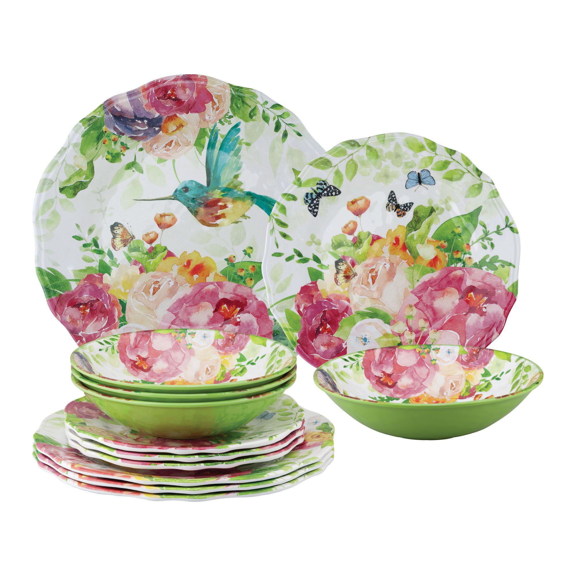 Gourmet Art 12-Piece Hibiscus Melamine Dinnerware Set Gourmet Art 12-Piece Hibiscus Melamine Dinnerware Set