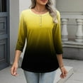 thumbnail image 6 of Miluxas 3/4 Length Sleeve Womens Tops Round Neck Loose Cute Fall Summer Tee Shirts Dressy Casual Print Blouses Tunic Yellow XL(XL), 6 of 8