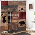thumbnail image 2 of Rustic Bear Cabin Shower Curtain 72Wx72H Inches Country Lodge Deer Wildlife Woodland Animal Adventure Awaits Western Bathroom Home Decor Fabric Waterproof Polyester Set 12 Hooks, 2 of 6