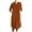 Orange, variant on Fesfesfes Spring Dresses for Women Round Neck 3/4 Sleeve Tunic Dress Casual Solid Color Kaftan Dress Knee Length Ruffle Slit Dress