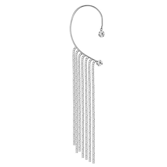 EGNMCR Earrings for Women Ladies Fashion Party Shiny Diamond Long Tassel Earrings Single Earrings Without Pierced Ears Earrings Jewelry