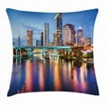 thumbnail image 1 of City Throw Pillow Cushion Cover, Hillsborough River Tampa Florida USA Downtown Idyllic Evening at Business District, Decorative Square Accent Pillow Case, 18 X 18 Inches, Multicolor, by Ambesonne, 1 of 2