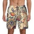 thumbnail image 3 of Uemuo Floral With Birds And Fantasy Flowers Pattern Mens Swim Trunks Quick Dry Board Shorts with Mesh Lining, Stretch Beach Shorts Quick Dry No-Chafing Board Shorts-Large, 3 of 9