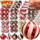 thumbnail image 2 of 30/6 piezas de bolas navideñas rojas y blancas para colgar en el árbol de Navidad, bolas navideñas con purpurina, decoración para fiestas de Año Nuevo en el hogar, 2 of 5