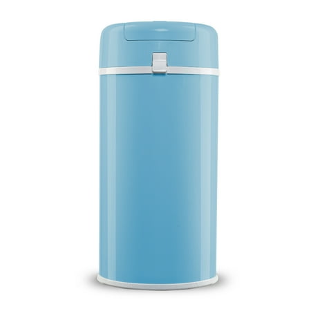 Bubula Premium Steel Diaper Waste Pail with Air Tight Lid and Lock, Baby Blue