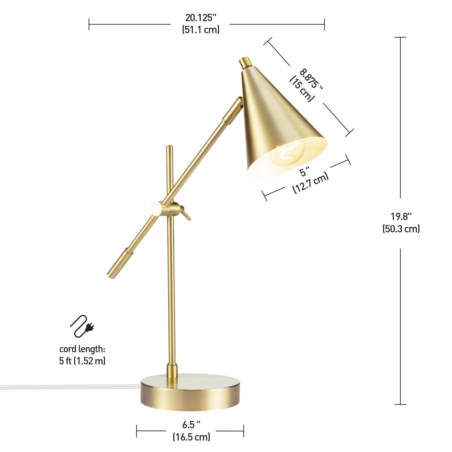 Novogratz x Globe Tacoma 18" Matte Brass Balance Arm Desk Lamp, 52887