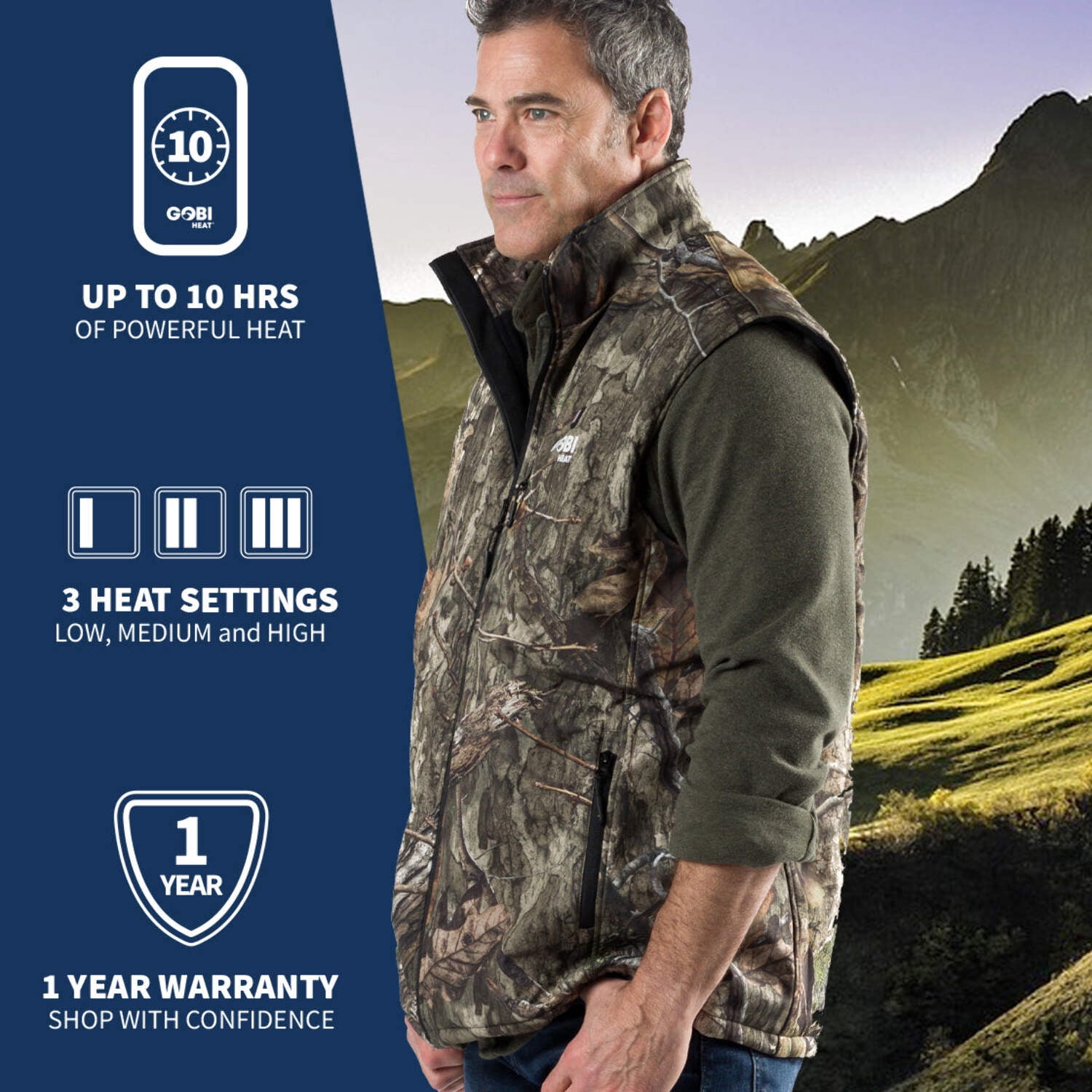 Colorado Men’s Heated Hunting Vest - Available in Mossy Oak® and Real Tree® by Gobi Heat