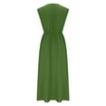 thumbnail image 5 of Htigea Women Summer Work Dress Elegant Sleeveless Tie Waist Midi Dresses with Pockets Party Solid Color Cocktail A Line Dresses Army Green,L, 5 of 8