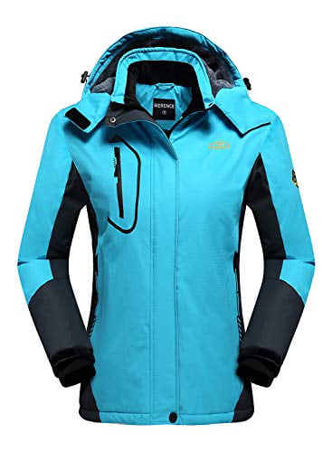 Women's Waterproof Ski Jacket Fleece Windproof Mountain Winter Snow Jacket Warm Outdoor Sports Rain Coat with Removable Hood