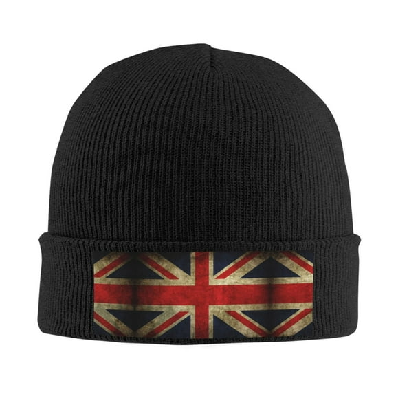 Union Jack Flag Beanie Hat Men Women Warm Printed Cap Knit Beanies Hats Outdoor Winter Black
