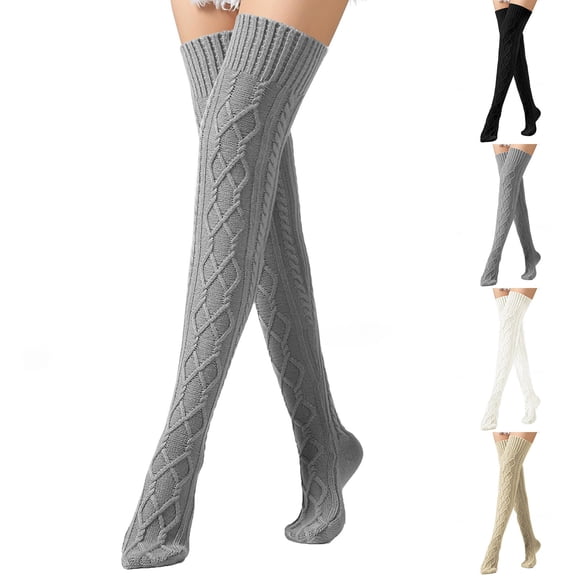 Womens Extra Long Cable Knit Socks Thigh High Over The Knee Boot Socks for Winter