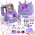 thumbnail image 1 of Kit de maquillaje Masiuve Kids 2 en 1, lavable con funda de unicornio, de 3 a 12 años, 1 of 7