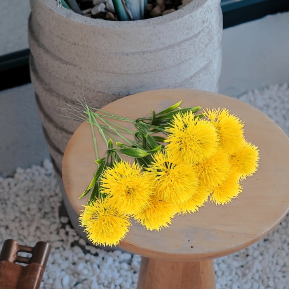 OFFIGAM 10Pcs Faux Dandelion Flower Ornaments Yellow Artificial Flowers for Wedding Party Home Decoration