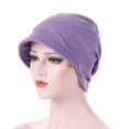 thumbnail image 2 of Flmtop Mode Coton Femmes Couleur Unie Chaud Bonnet d'Automne avec Chapeau Turban Bord, 2 of 7