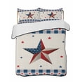 thumbnail image 2 of Quilts Twin Size, 4th of July Soft Comforter Bedding Set for Bed, Country American Star Blue Plaid Patriotic Lightweight Quilted Bedspread with Pillow Cover(2 Pieces) for All Season, 68x86 Inch, 2 of 6