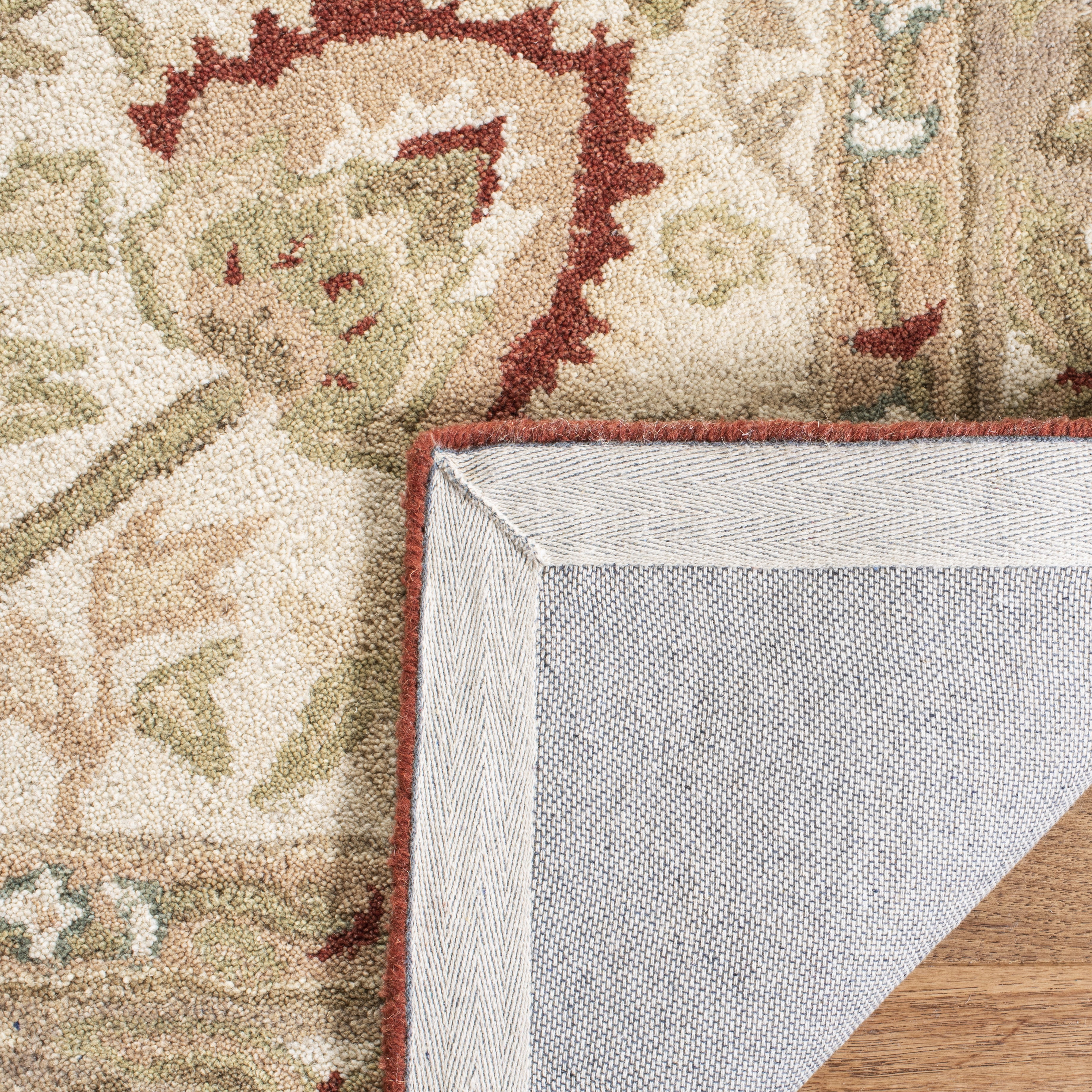 SAFAVIEH Anatolia Venice Floral Wool Area Rug, Beige/Rust, 3' x 5'