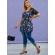 thumbnail image 4 of Tallas grandes Flower Flower Insertar mariposa Imprimir camiseta Rosegal Camisetas tallas grandes, 4 of 5