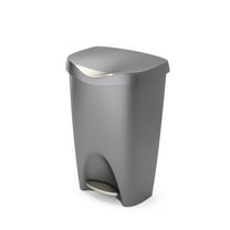 Umbra 13 gal Brim Plastic Step Soft Close Lid Kitchen Trash Can, Nickel