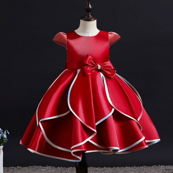Summer Children'S Aircraft Sleeve Children'S Dress Bow Dress Girl Flower Girl Festival and Party Dress Christmas Little Girls Dresses Size 6-7 Christmas Girls Dresses Size 10-12 Fall Teal Christmas