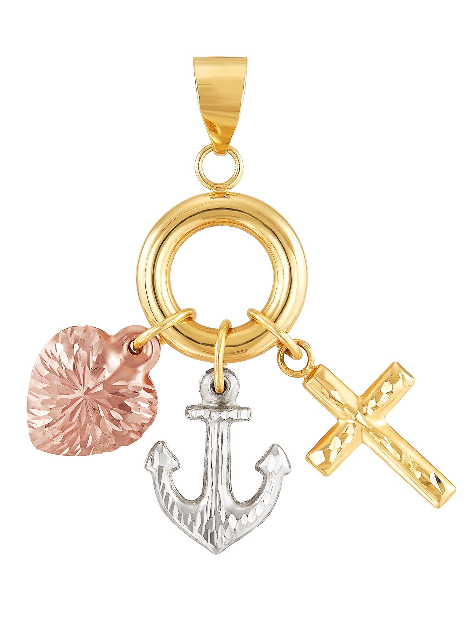 Brilliance Fine Jewelry 10K Yellow, White and Pink Gold Faith, Hope and