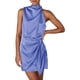 thumbnail image 1 of Vestido PRETTYGARDEN Azul Sin Mangas de Satén con Cinturón Ajustable Talla S, 1 of 8