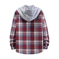 thumbnail image 4 of LYXSSBYX Long Sleeve Shirts for Men Men Casual Turndown Long Sleeve Button Closure Plaid Print Hooded Shirt, 4 of 7