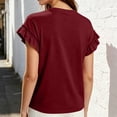 thumbnail image 5 of BUIGTTKLOP Womens Summer Tops Ruffle Short Sleeve Shirts Round Neck T Shirts Solid Color Blouses, 5 of 8