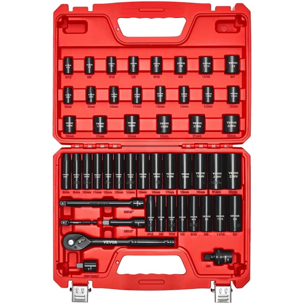 Juego de Dados de Impacto VEVOR 3/8" con 50 Piezas CR-V y Estuche