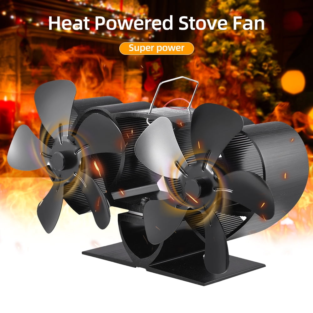 Anself Dual-Motor Stove Fan 10 Blades Heat Powered Stove Fan Fireplace Fan  Non-Electric Quiet Operation for Wood Burning Stove/Pellet/Log Burner Black  - Walmart.com