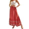 thumbnail image 2 of Franhais Women Casual Skirt, High Waist Floral Printed Button Ruffled Bohemian Loose Long Skirt, 2 of 8