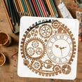 thumbnail image 3 of Gear Circle Painting Stencil 11.8x11.8 inch Reusable Cyborgpunk Clock Pattern Drawing Template DIY Vintage Clock Decoration Stencil for Painting on Wood Wall Fabric Paper Furniture 1 pc, 3 of 7