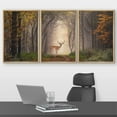thumbnail image 2 of wall26 - 3 Piece Framed Canvas Wall Art - Fallow Deer Standing in a Dreamy Misty Forest, with Beautiful Moody Light - Modern Home Art Stretched and Ready to Hang - 24"x36"x3 Natural, 2 of 5