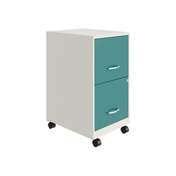 Hirsh Soho Smart File Space Solutions - Vertical filing cabinet - mobile - 2 drawers - metal - teal, pearl white