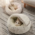 thumbnail image 6 of Donut Pet Beds for Small Cats and Dogs, Hooded Dog Bed for Crate, Round Cat Bed for Indoor Cats, Warm Comfortable, Removable Washable,Anti-Slip Fluffy Kennel Dog Bed for Sleep and Play, 6 of 6