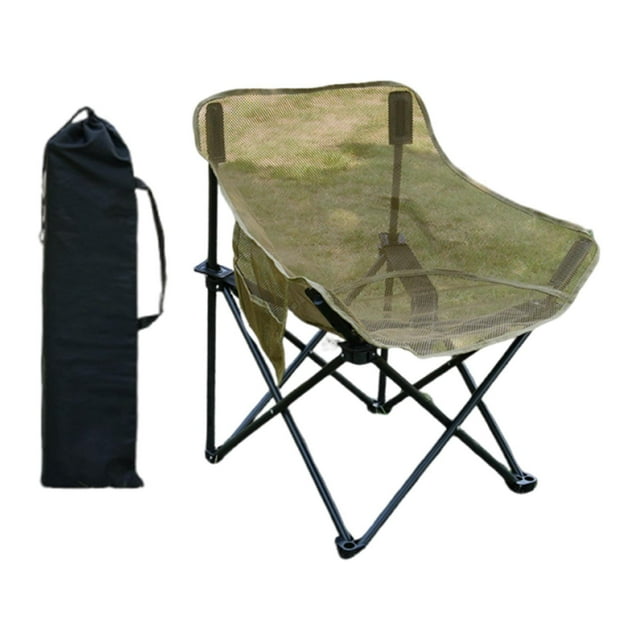 Silla de campamento silla plegable muebles de exterior estables de servicio pesado para adultos con bolsa de almacenamiento para el césped BBQ Patio Caqui