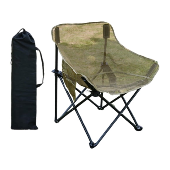 Silla de campamento silla plegable muebles de exterior doblado con bolsa de almacenamiento para adultos para patio de patio césped eventos deportivos Caqui
