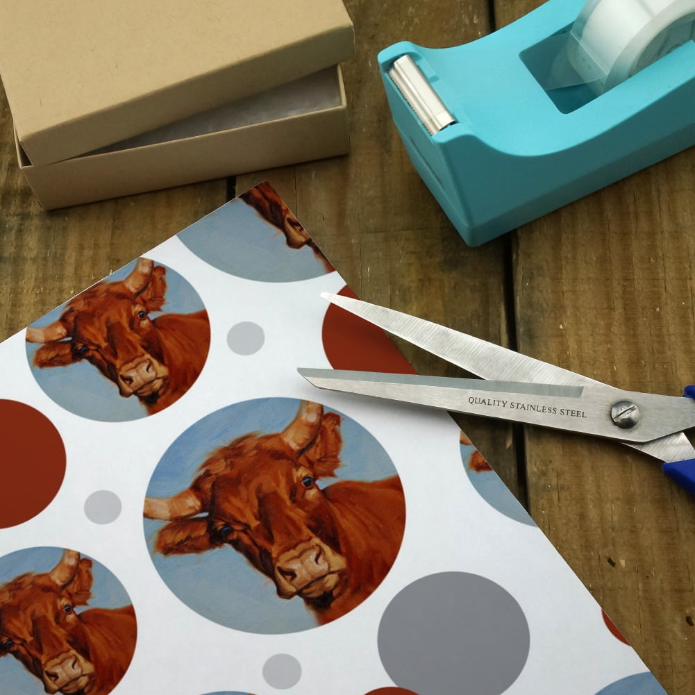 Brown Cow Cattle Horns Premium Gift Wrap Wrapping Paper Roll
