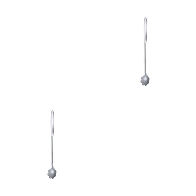 Inteprter Cuchara agitadora de acero inoxidable con asa, cucharas para palitos de vino, barra de camarero, mezcla para beber, club nocturno, flor Flor Natural Larga 2piezas