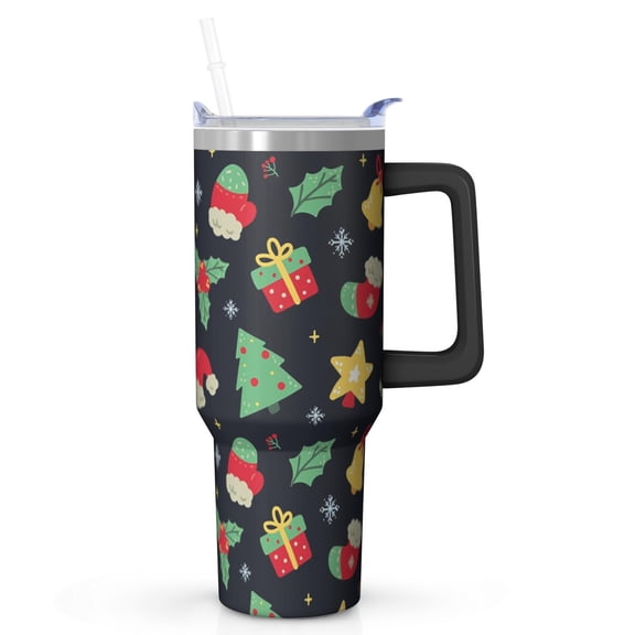 40oz Christmas Ornaments Tumbler with Lid Straw Stainless Steel Double Wall Insulated Cup Holiday Gifts