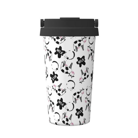 

KLL Cute Cow and Milk Stains Pattern Stainless Steel Vacuum Insulated Tumbler - Carry Insulated Coffee Mug - Reusable Insulated Cold Brew Iced Coffee Cup Thermos